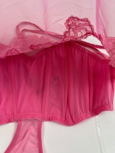 Victoria's Secret Body Netz & Stickerei mit Bustier BH Pink XL Neu mit Etikett - Bild 2 von 9