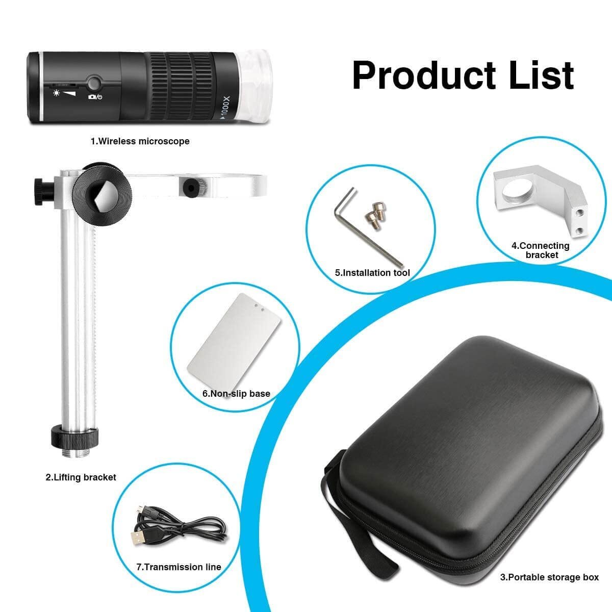 Jiusion WiFi USB Digital Microscope 50 to 1000x  iPhone iPad Android Mac Windows