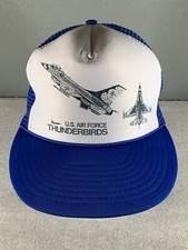 Vintage Nissin USAF US Air Force Thunderbirds Mesh Trucker Hat Cap Blue White