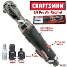 CRAFTSMAN 3/8 Drive Air Ratchet Wrench "3 Tools in 1" w 1/2 & 1/4 Adapters