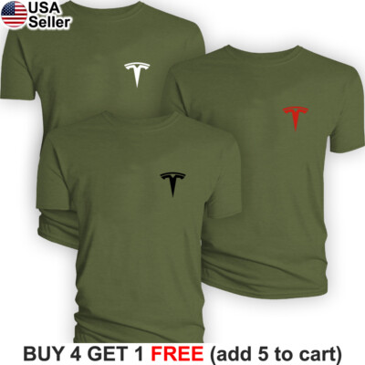 T-shirt Uomo Tesla Motors Logo Modello S 3 X Y Cybertruck, Nera, Girocollo, Cotone Blend