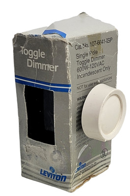 Leviton Single Pole Toggle Dimmer *600W-120VAC* (No.107-6641-ISP) NEW