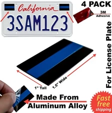 4x 3D Metal Thin Blue Line Sticker Decal Emblem For License Plate 1.5"x1" 3M