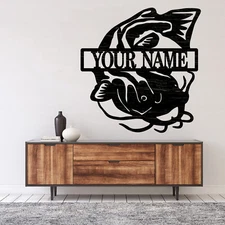 Personalized Catfish Name sign, Wood plaque sign,wood Crafts, wall decor