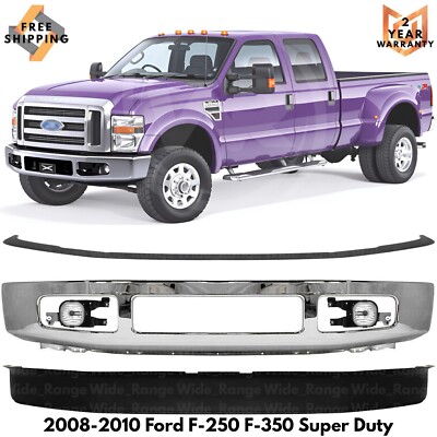 Front Bumper Chrome & Lower Valance For 2008-2010 Ford F-250 F-350 Super Duty