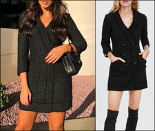ZARA TWEED ABITO BLAZER MINI ABITO BOUCLE DOBLE BREASTED BLAZER DRESS S M L