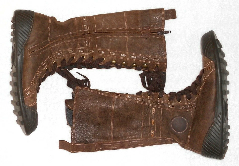 PATAUGAS bottes plates zip + laçage cuir marron P 36 TBE - Photo 2/4
