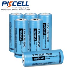 6Pcs ICR18500 3.7V Rechargeable Li-ion Battery 1400mAh Button Top for Light Lamp