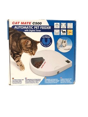New Cat Mate C500 Automatic 5 Meal Pet Feeder with Digital Timer No Ice Packs