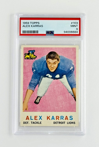1959 Topps Alex Karras Rookie #103 PSA 9 Mint Low Pop Lions RC Vintage HOF