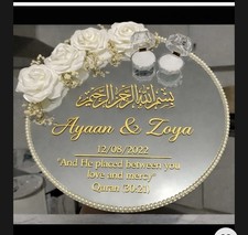 Customise Acrylic Mirror Ring Plate Decor - Nikkah Wedding and Engagement Gift 