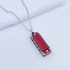 New 4-hole 8-tone Harmonica Metal Mini Harmonica Chain Woodwind Music Gift