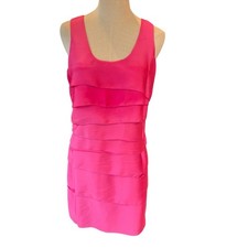 Michael Kors Shocking Pink Tiered Sleeveless Cocktail Dress Size 6 NWT
