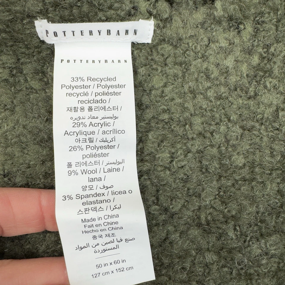 Pottery Barn Boucle Knit Throw Blanket Loden Green 50”x60” Wrinkled NWOT - Image 4 of 4