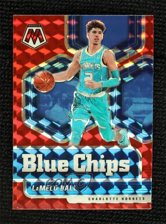 2020-21 Panini Mosaic Blue Chips Red Mosaic Prizm Lamelo Ball #9 Rookie RC 00ur