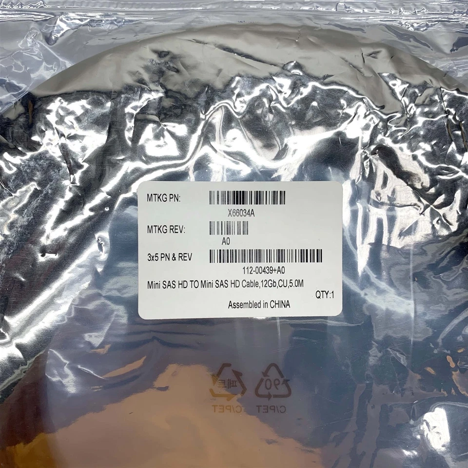 NetApp Molex 5.0M/16.5ft Mini SAS HD to Mini SAS HD Cable 12Gb X66034A Lot 3 - Image 2 of 3