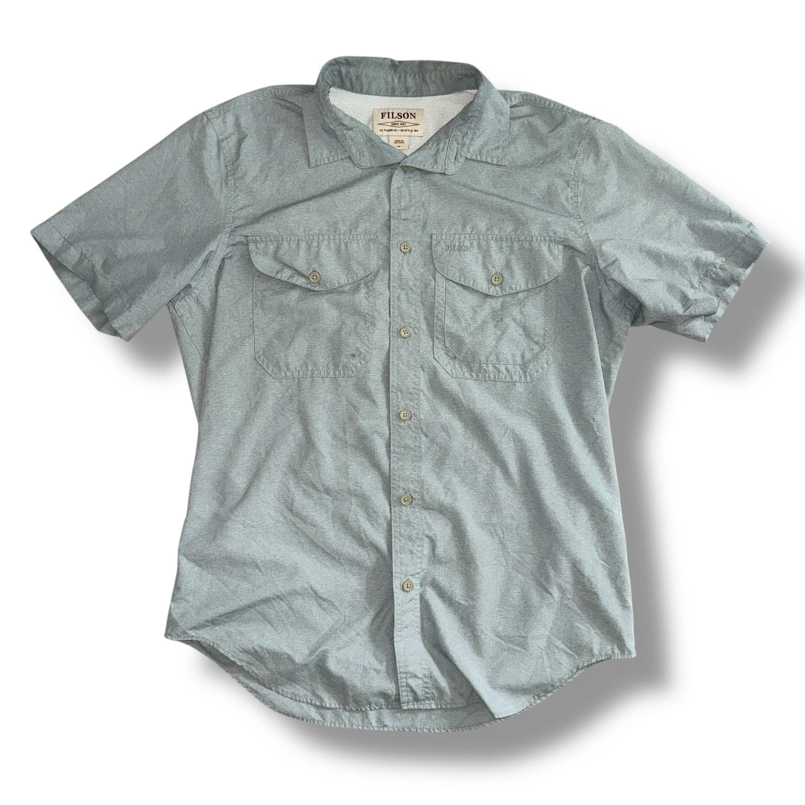 Filson Short Sleeve Button Up Fishing Hiking Shirt Vented Men’s Medium Gray
Opens in a new window or