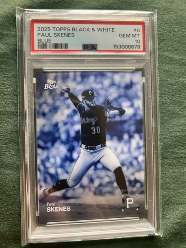 2025 TOPPS BLACK & WHITE BLUE #8 PAUL SKENES /50 PSA 10