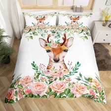 Sika Deer Bedding Set for Boys Girls Cute Cartoon Animal Duvet Cover Kids Tee...