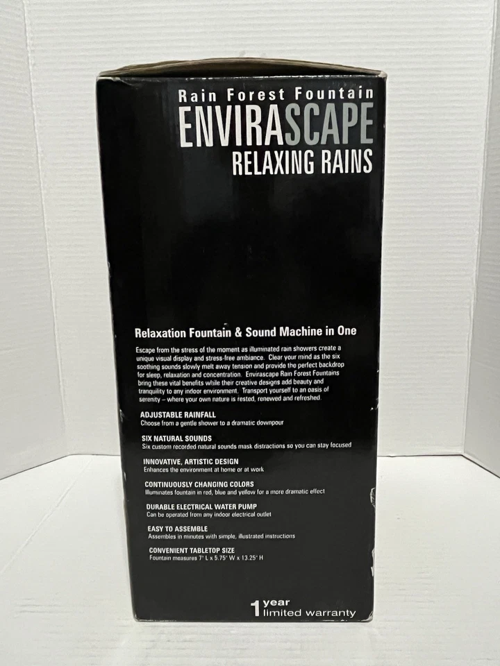 Homedics WRF-REL EnviraScape Rain Forest Fountain Relaxing Rains 2003 NEW IN BOX - Image 4 of 4