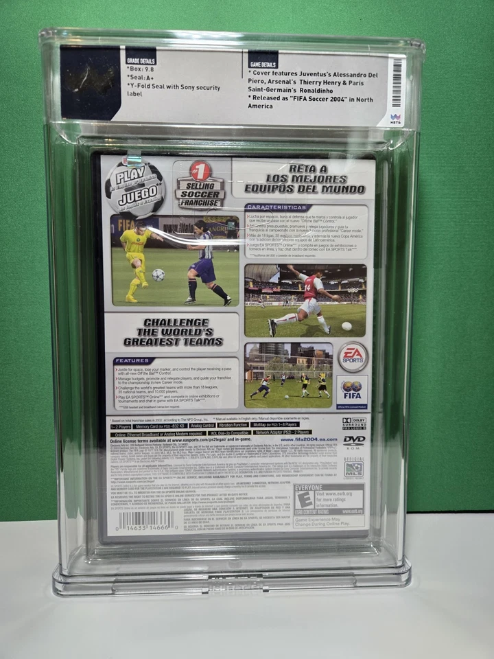 FIFA Soccer 2004 PS2 Factory Sealed - WATA 9.8 A+ Ronaldinho, Henry, Del Piero - Image 2 of 2