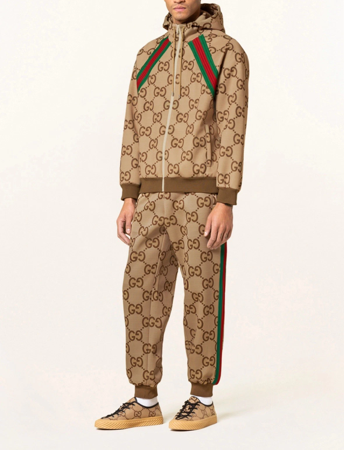 GUCCI Giacca GG Supreme Bomber con Cappuccio Taglia Large Autentica Zip Up Uomo