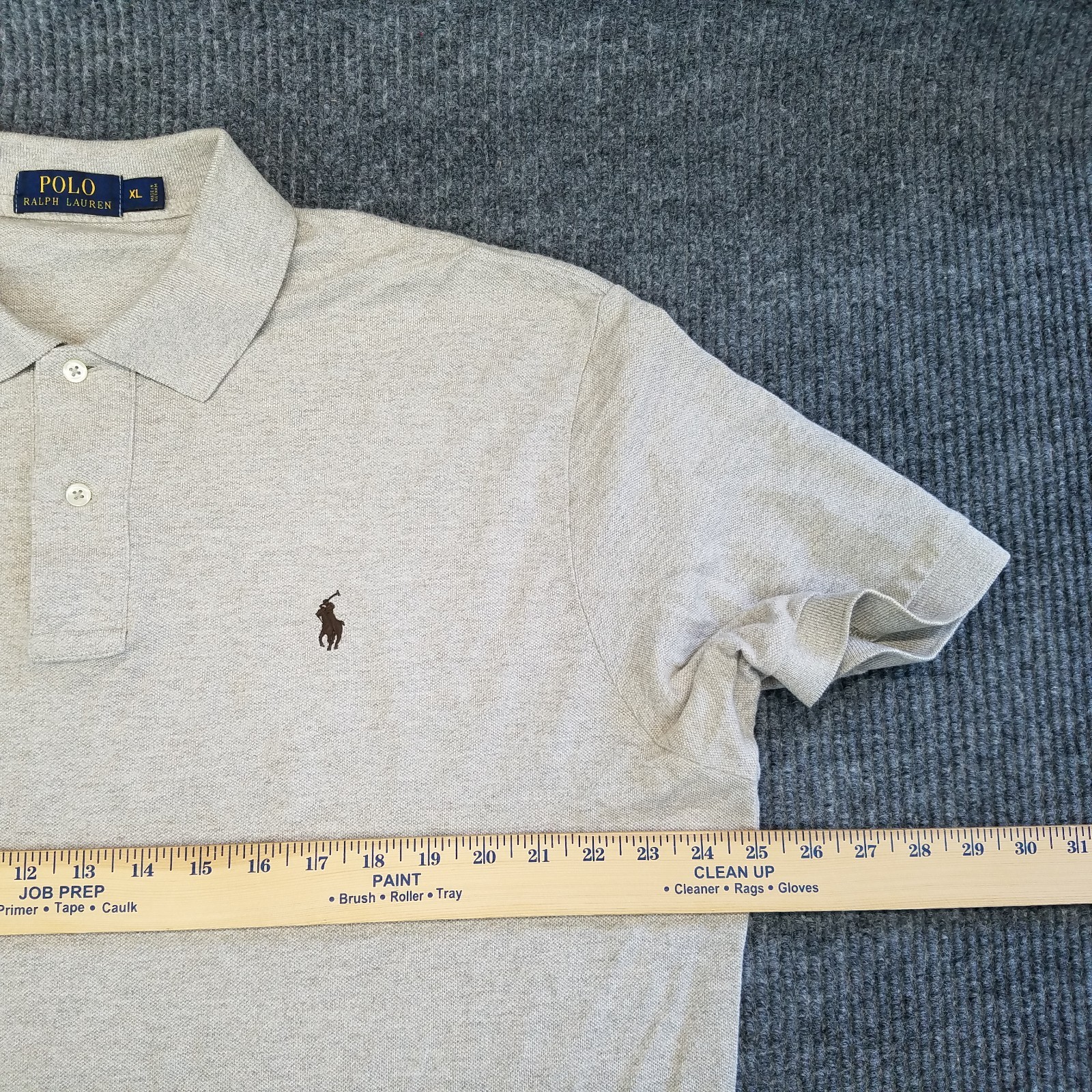 Polo Ralph Lauren camicia uomo XL marrone manica corta 2 bottoni logo pony 100% cotone
