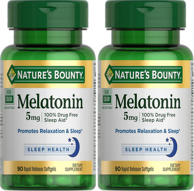 Melatonin 5mg Sleep Aid Softgels Drug Free 90 Ct 2 Pack
