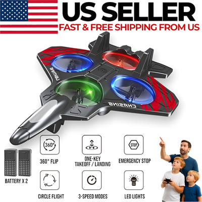 #ad Foam RC Jet Fighter Drone w LED Lights 360° Flip 3 Speeds One Key Takeoff $25.89