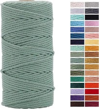 Macrame Cord 3mm x 109Yards Colored Cotton Rope Craft Cord Bluish Green