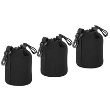 3Pcs 3.5" ID x 5.5" H Camera Lens Bag with Thick Protective Neoprene Black