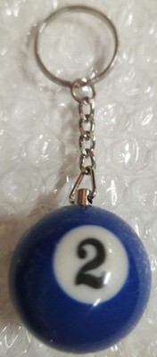 Single #2 Two Pool Ball Keychain BlueChain Single #2 Ball New