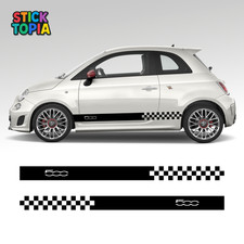 Fiat 500 Abarth 595 695 Seitenstreifen Vinyl Aufkleber Sticker Grafik Car Kit CHECK
