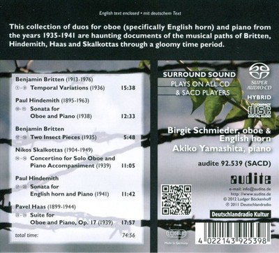 TEMPORAL VARIATIONS: MUSIC FOR OBOE AND PIANO BETWEEN 1935 AND 1941 NEW CD
