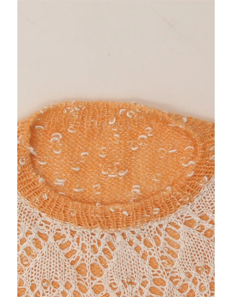 VINTAGE Womens Loose Fit Crew Neck Jumper Sweater UK 18 XL Orange Flecked CA03 - Image 3 of 3