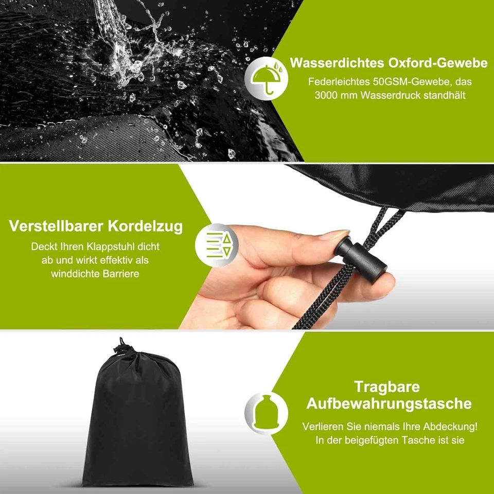 Klappstühle Schutzhülle 2 Stück, Gartenstuhl Abdeckung Wasserdicht, Winddicht, A - Bild 4 von 4