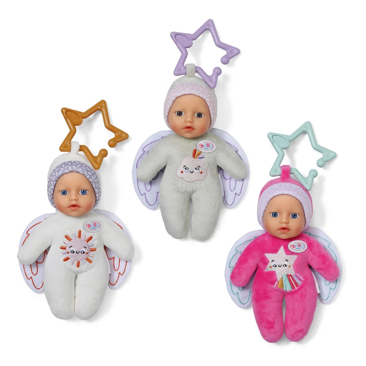 BABY born for babies Angel soft doll teething toy with rattle, 3 assorted colour