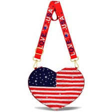 4th of July Purse for Women Sequin Beaded USA Star Purse American Flag Style D