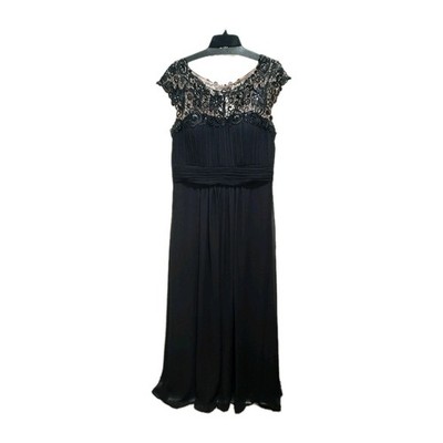 Ever-Pretty Women's Lace Sparkling Rhinestones Ruched  Evening Gown Black 16 NEW
