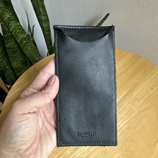 Shinola Detroit Black Leather Watch Or Glasses Travel Case 3x6”