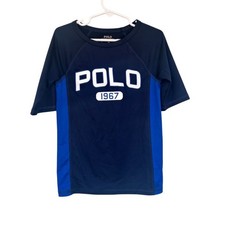 Polo Ralph Lauren Boys' Blue Rash Guard Swim Top Size 6 Logo Print