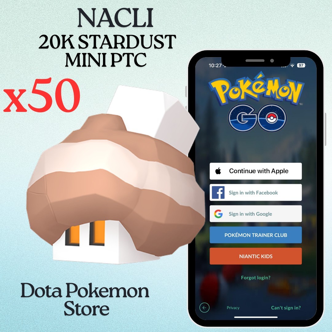 Pokémon Go x50 Non Shiny Nacli 20k Stardust Mini PTC 
