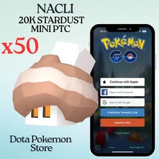 Pokémon Go x50 Non Shiny Nacli 20k Stardust Mini PTC 
