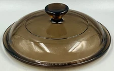 Vintage Pyrex V-1-C Amber Glass Saucepan Lid #10 - Excellent Condition!