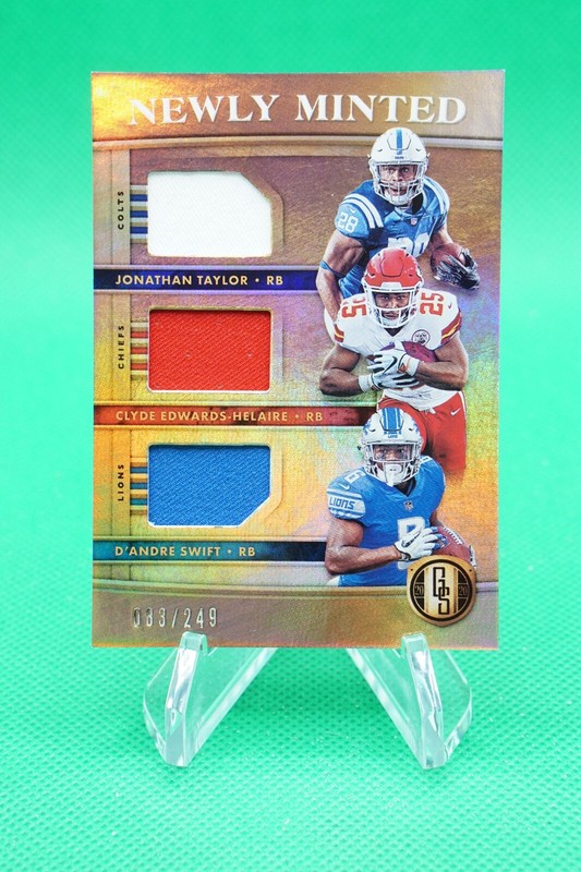 2020 Gold Standard Newly Minted Triples /249 Swift Jonathan Taylor Helaire JM9