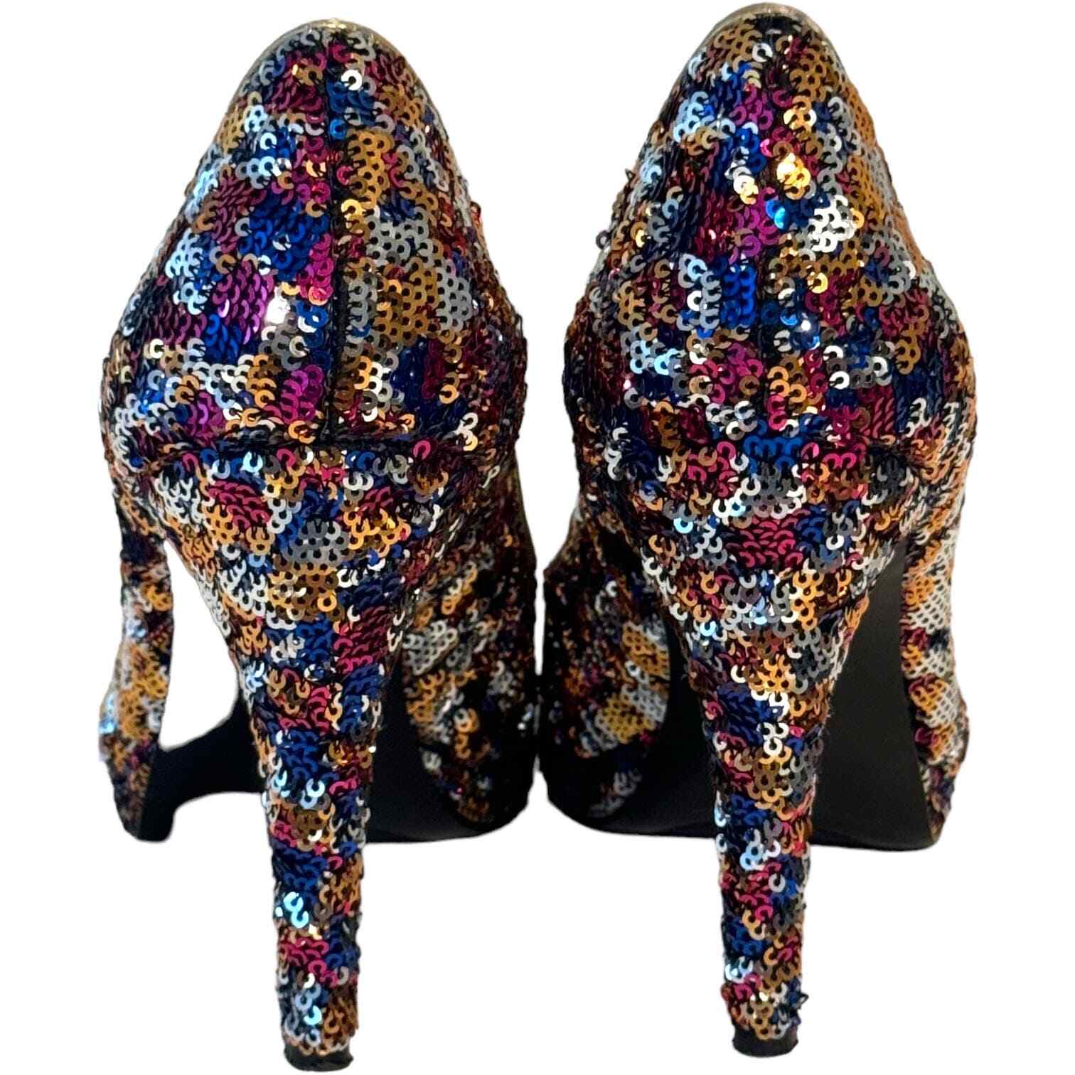 Nine West Multicolored Sequin Platform Heels Size… - image 5