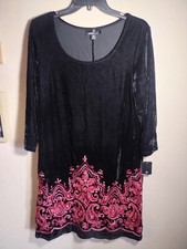 New Vintage Ronni Nicole Dress Women 10 Velvet Embroidered Boho Artsy