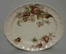 Johnson Brothers HARVEST TIME (BROWN MULTICOLOR) 11-7/8" Oval Platter fruit fall