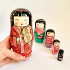 Matryoshka Asian Girl with Violin 5 pcs Russian Nesting Doll Christmas Gift