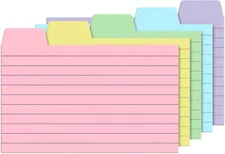 100 Pack Tabbed Index Cards 3x5 Lined Index Card Dividers with Tabs 3" x 5", Col